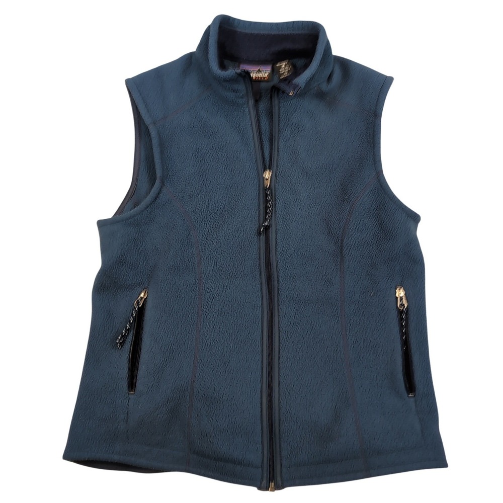 Patagonia Synchilla Vest Womens Medium Blue Vintage 90s Full‎ Zip Fleece USA VTG